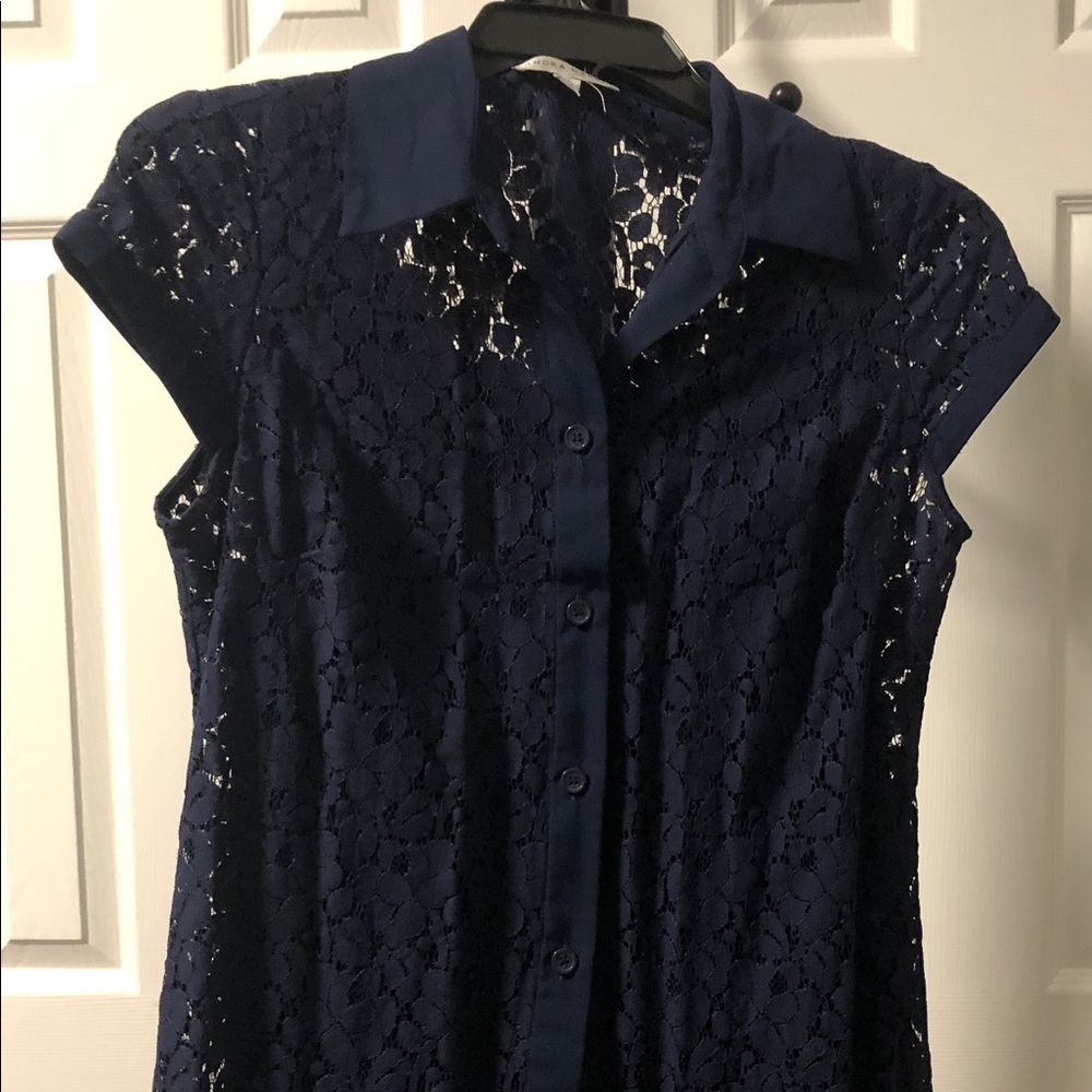 Sandra Darren Navy Lace Dress, Size 8 Petite